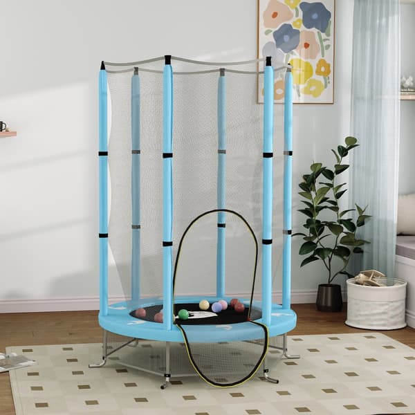 Barns Trampolin, Ø140 cm, Ø140x190H cm, Ljusblå