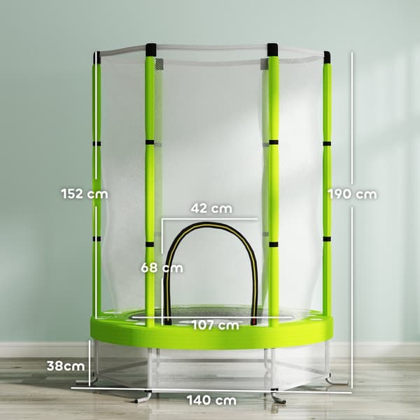 Barns Trampolin, Ø140 cm, Ø140x190H cm, Grön
