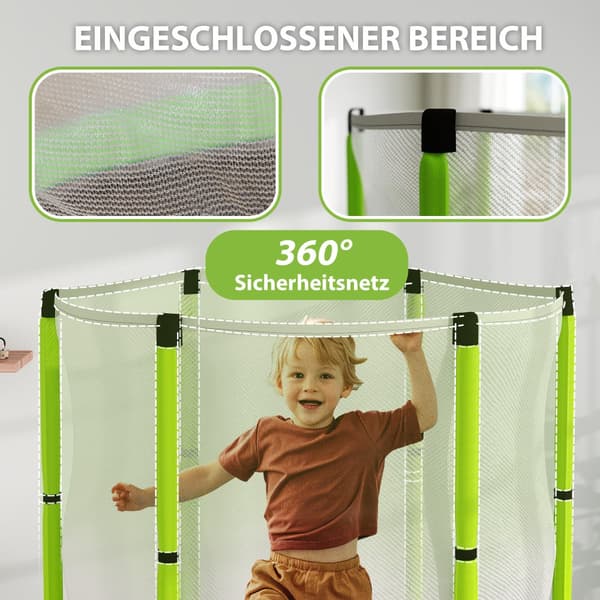 Barns Trampolin, Ø140 cm, Ø140x190H cm, Grön