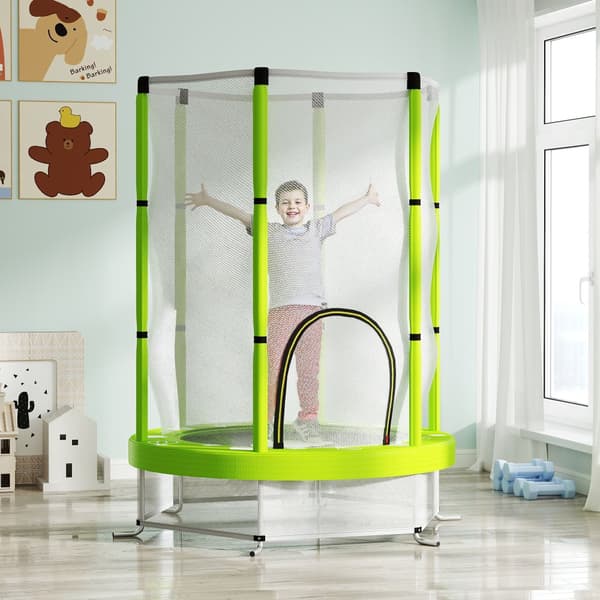 Barns Trampolin, Ø140 cm, Ø140x190H cm, Grön