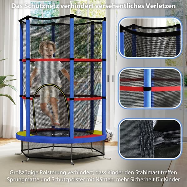 Barns Trampolin, Ø140x190H cm, Flerfärgad