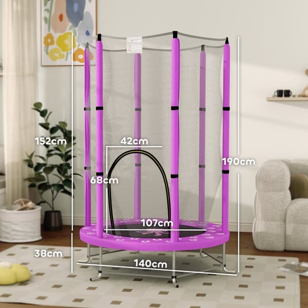 Barns Trampolin, Ø140 cm, Ø140 x 190H cm, Lila