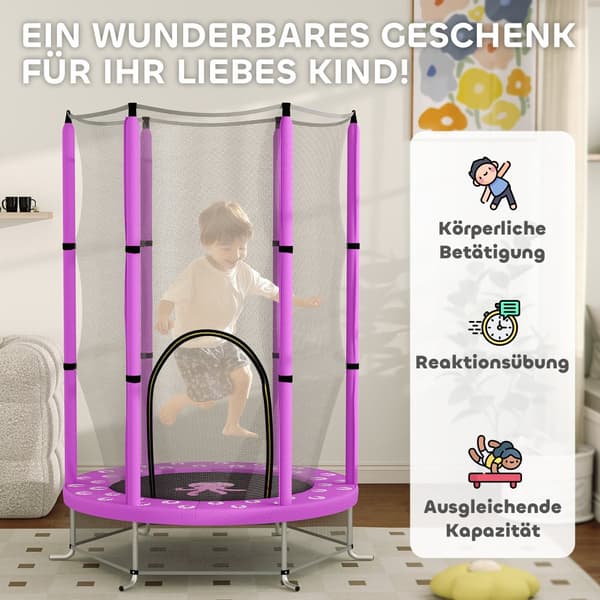Barns Trampolin, Ø140 cm, Ø140 x 190H cm, Lila