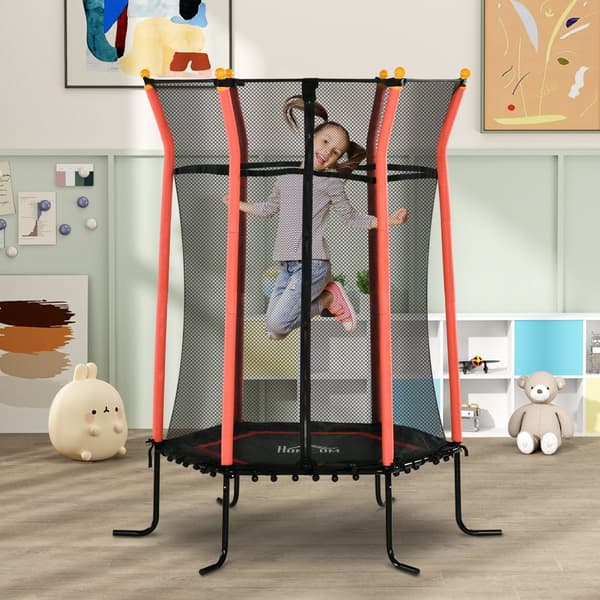 Barns Trampolin, Ø163.5 cm, Ø163.5x190H cm, Röd