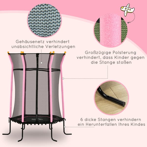 Børnenes Trampolin, Ø163.5x190H cm, Sort+Pink
