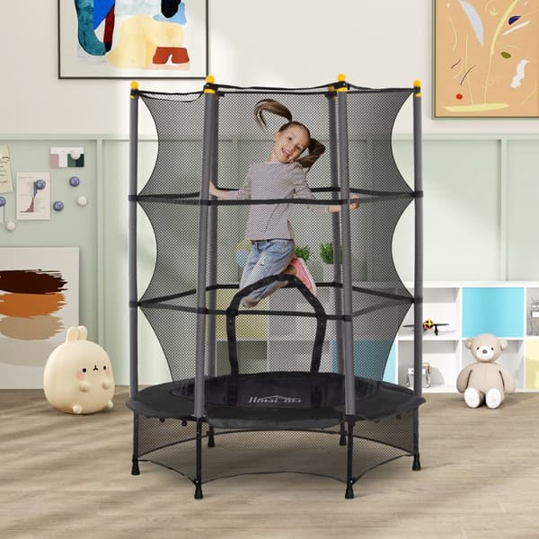 Barns Trampolin, Ø140 cm, 140x140x190 cm, Svart