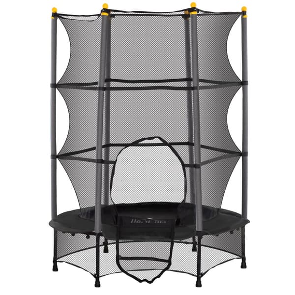 Barns Trampolin, Ø140 cm, 140x140x190 cm, Svart