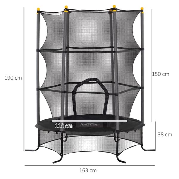 Barns Trampolin, Ø163 cm, Ø163x190H cm, Svart