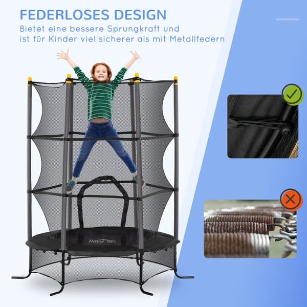 Barns Trampolin, Ø163 cm, Ø163x190H cm, Svart