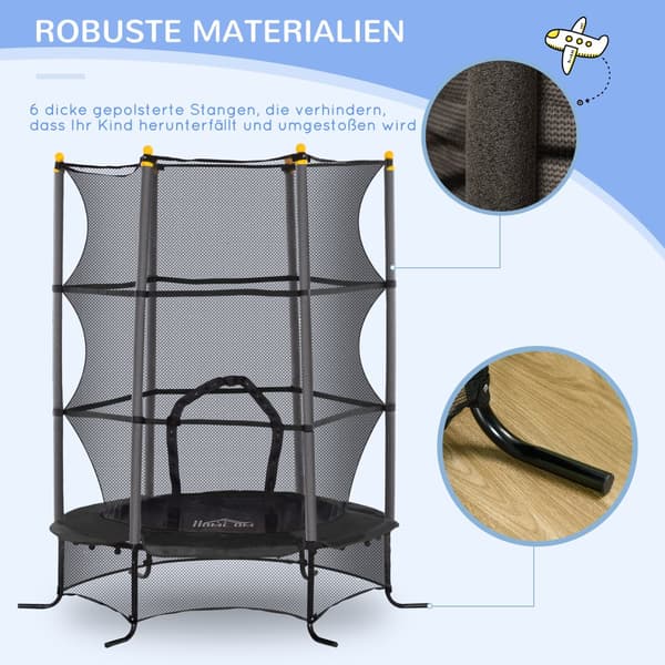 Barns Trampolin, Ø163 cm, Ø163x190H cm, Svart