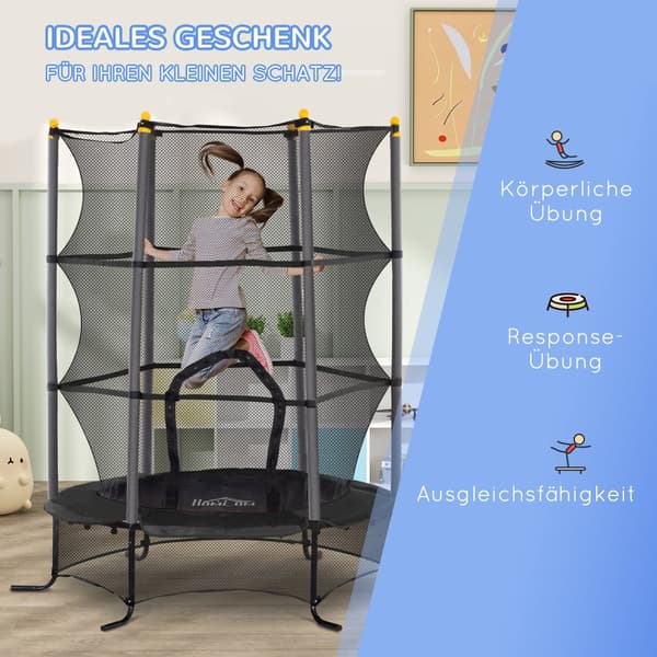 Barns Trampolin, Ø163 cm, Ø163x190H cm, Svart