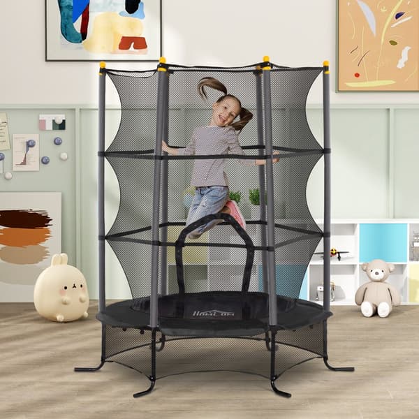 Barns Trampolin, Ø163 cm, Ø163x190H cm, Svart