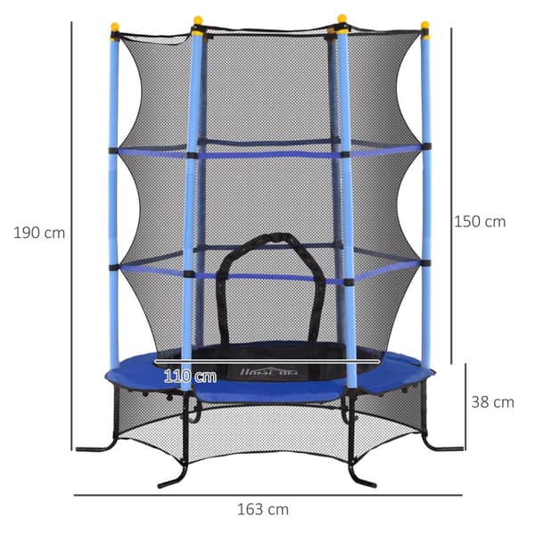 Barns Trampolin, Ø163x190H cm, Blå