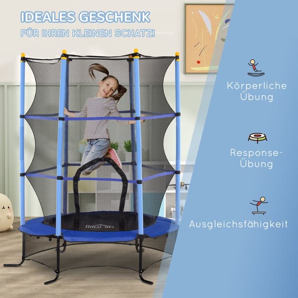 Barns Trampolin, Ø163x190H cm, Blå