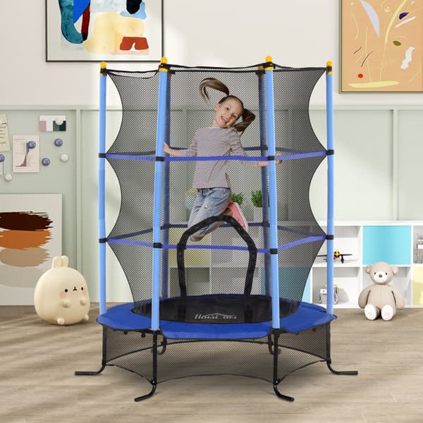 Barns Trampolin, Ø163x190H cm, Blå