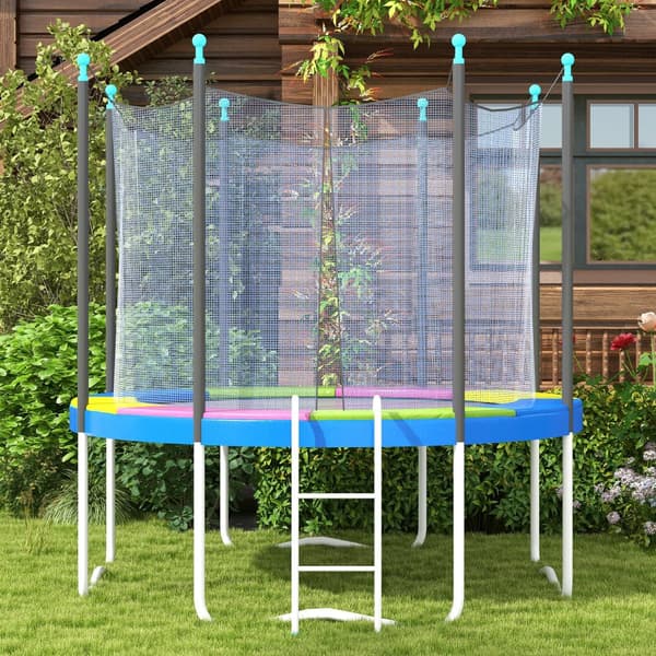 Trampolin Kantöverdrag, Ø244 cm, Ø244x30H cm, Gul+Rosa+Grön+Blå