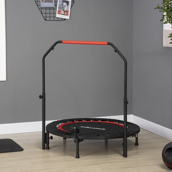 Mini Trampolin, med LCD-skärm 102 cm, Ø102x99-123H cm, Svart och Röd