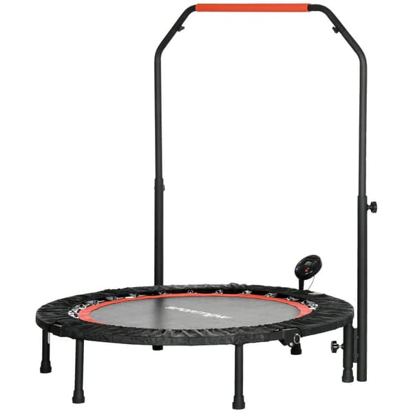 Mini Trampolin, med LCD-skärm 102 cm, Ø102x99-123H cm, Svart och Röd