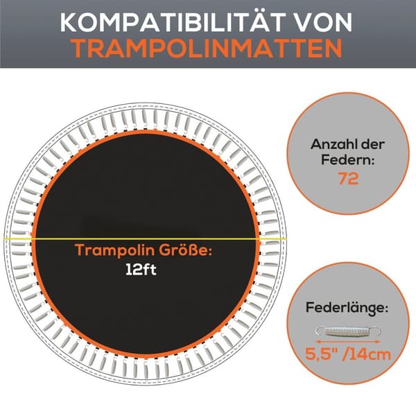 Rootz Trampoline Mat - Rund hoppmatta - Polypropylenhoppyta - UV -resistent - Ø323cm för 3,66 m trampoliner med 72 V -ringar