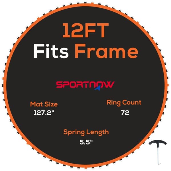 Rootz Trampoline Mat - Rund hoppmatta - Polypropylenhoppyta - UV -resistent - Ø323cm för 3,66 m trampoliner med 72 V -ringar