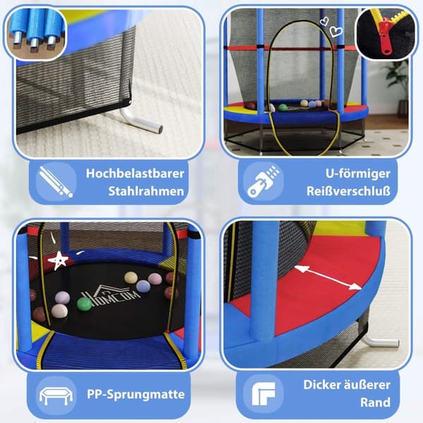 Rootz Children's Trampoline - Barn Jumper - Safety Bouncer - Endless Bouncy Fun - Steel Frame, Ø140x160cm