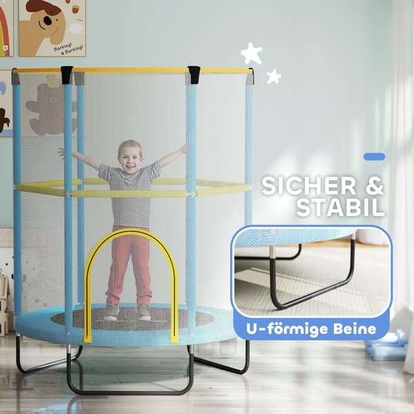 Rootz Children's Trampoline - Safety Net - Non -Slip Ben - Zipper Access - Ø140 x 190h cm