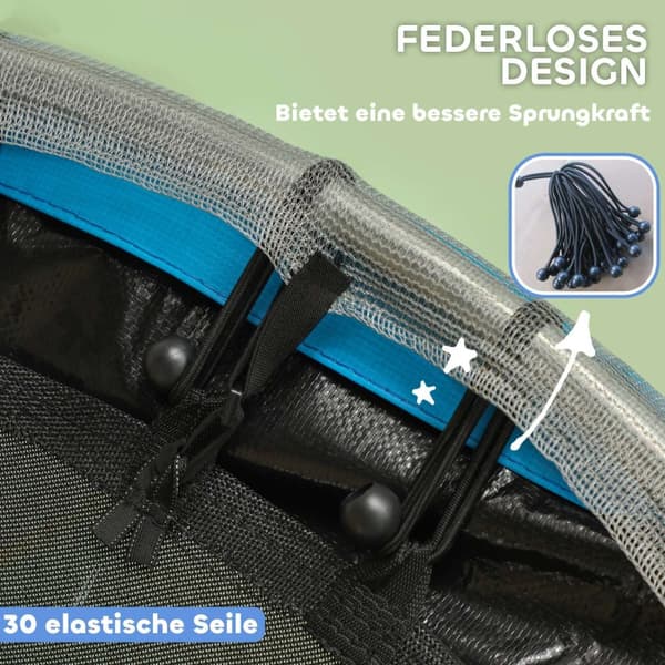 Rootz Children's Trampoline - Safety Net - Non -Slip Ben - Zipper Access - Ø140 x 190h cm