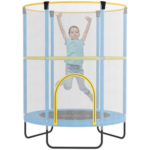 Rootz Children's Trampoline - Safety Net - Non -Slip Ben - Zipper Access - Ø140 x 190h cm