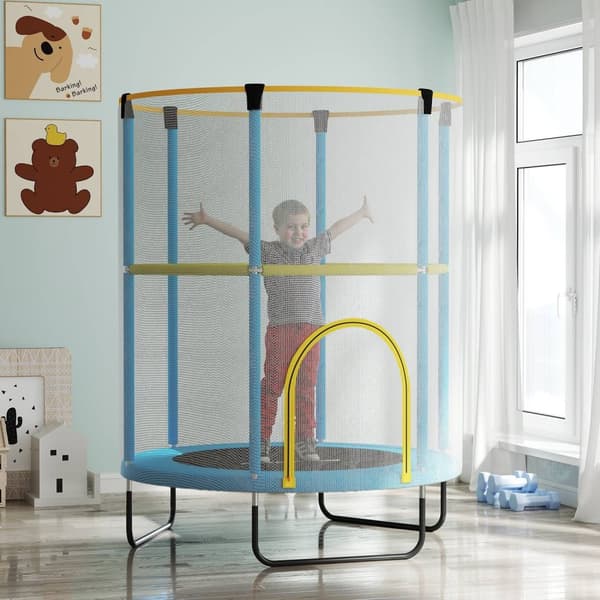Rootz Children's Trampoline - Safety Net - Non -Slip Ben - Zipper Access - Ø140 x 190h cm