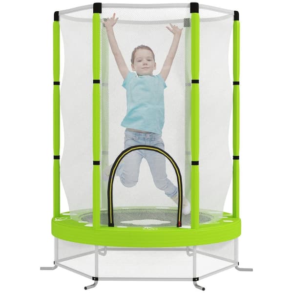 Rootz Children's Trampoline - Barn studsande leksak - Mini Jumper - Safety Net - Inomhus och utomhus kul - Ø140 x 190h cm - Grönt