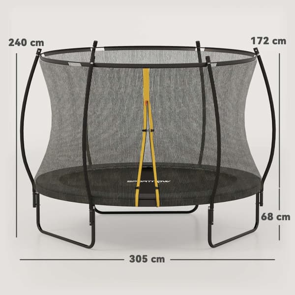 Rootz Garden Trampoline - Outdoor Trampoline - Safety Net - High Jumps - Ø 305 x 240H CM - Black - CE Certified