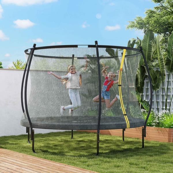 Rootz Garden Trampoline - Outdoor Trampoline - Safety Net - High Jumps - Ø 305 x 240H CM - Black - CE Certified