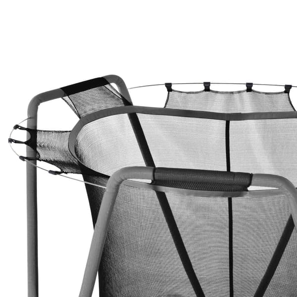 Trampolinsats för barn – rund inomhus- och utomhustrampolin i galvaniserat stål, Ø147 cm, maxvikt 50 kg, lila/grå