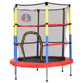 Miniatyrbild 6 av 11: Trampolin för barn med basketkorg – mini inomhus- och utomhustrampolin, maxvikt 45 kg, 164x140 cm, röd/gul/blå