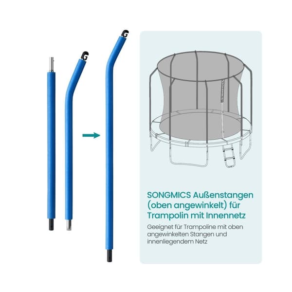 Rootzin ulkosauvatuppisarja trampoliinille - Turvatangot - Tukitangot - Sisäverkko - 10 jalkaa x 1,5 tuumaa - Säänkestävä
