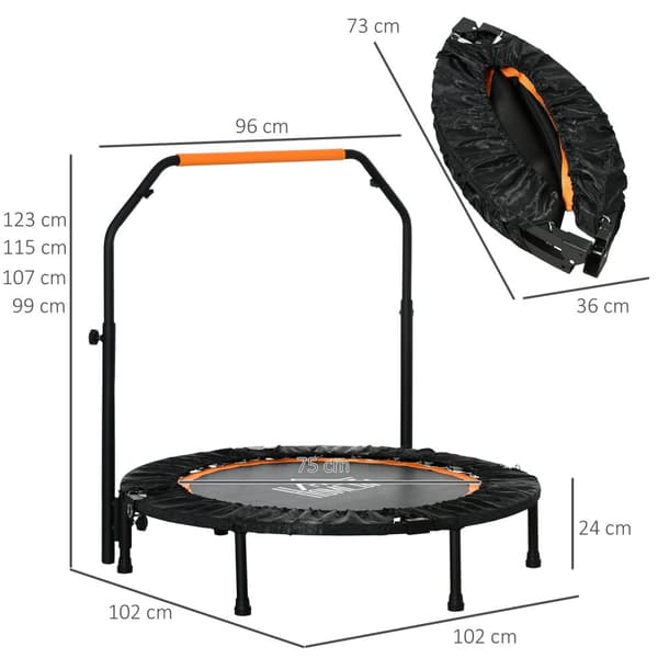 Rootz Fitness Trampoline - sammenfoldelig - Hjem træning - Burns Calories - Ø102 X 99-123H CM