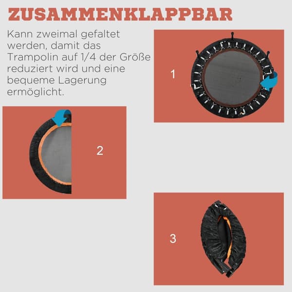 Rootz Fitness Trampoline - sammenfoldelig - Hjem træning - Burns Calories - Ø102 X 99-123H CM