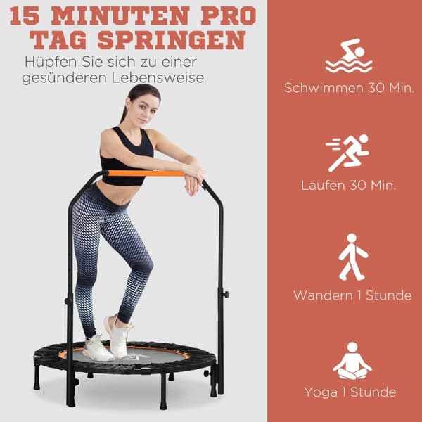 Rootz Fitness Trampoline - sammenfoldelig - Hjem træning - Burns Calories - Ø102 X 99-123H CM