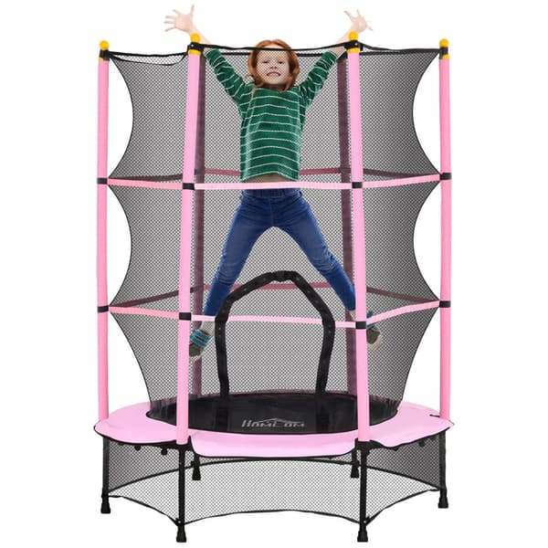 Børns Trampolin, Ø 140 cm, Sikkerhedsnet, Flere Farver,Lyserød