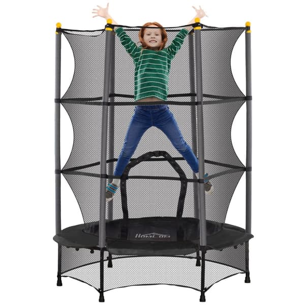 Børns Trampolin, Ø 140 cm, Sikkerhedsnet, Flere Farver,Sort
