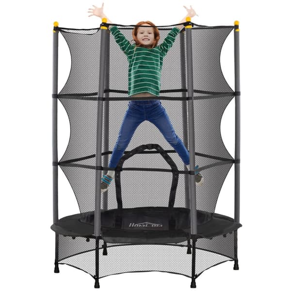 Børns Trampolin, Ø 140 cm, Sikkerhedsnet, Flere Farver,Sort