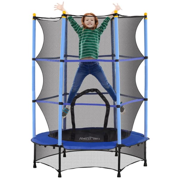 Barnens Trampolin, Ø 140 cm, Säkerhetsnät, Flera Färger,Blå