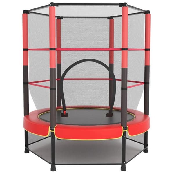 Trampolin för barn och vuxna - K IKIDO - Ø 140x160H - Trampolin för trädgården med säkerhetsnät - Fjäder - Stålram - Röd