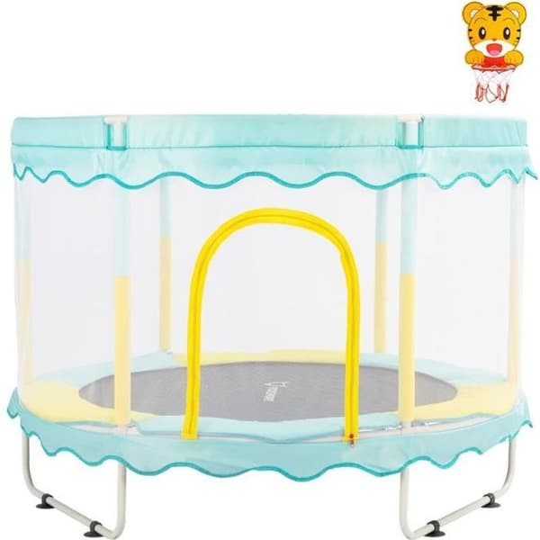 Trampolin för barn utomhus och inomhus ikido, trampolin för trädgårdsspel, trampolin med skyddsnät - blå