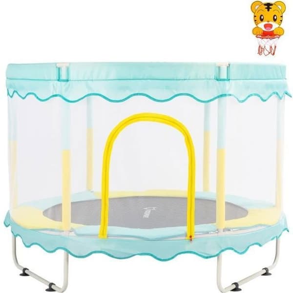 Trampolin för barn utomhus och inomhus ikido, trampolin för trädgårdsspel, trampolin med skyddsnät - blå
