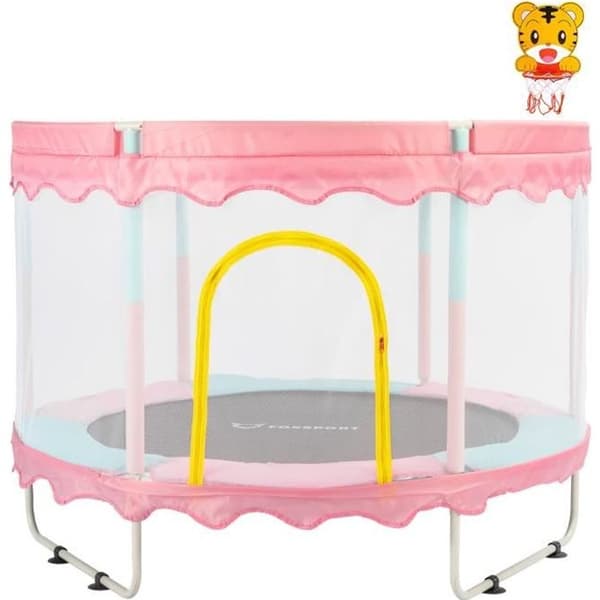 Trampolin för barn utomhus och inomhus ikido, trampolin för trädgårdslek, trampolin med säkerhetsnät - rosa
