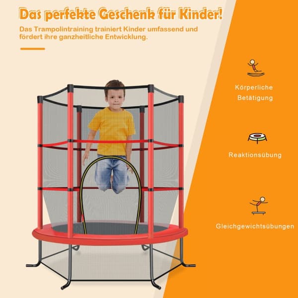 Have trampolin, 165x165x165 cm, rød