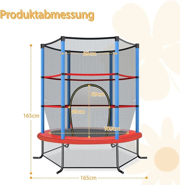 Trampolin för trädgården, 165x165x165 cm, marinblå