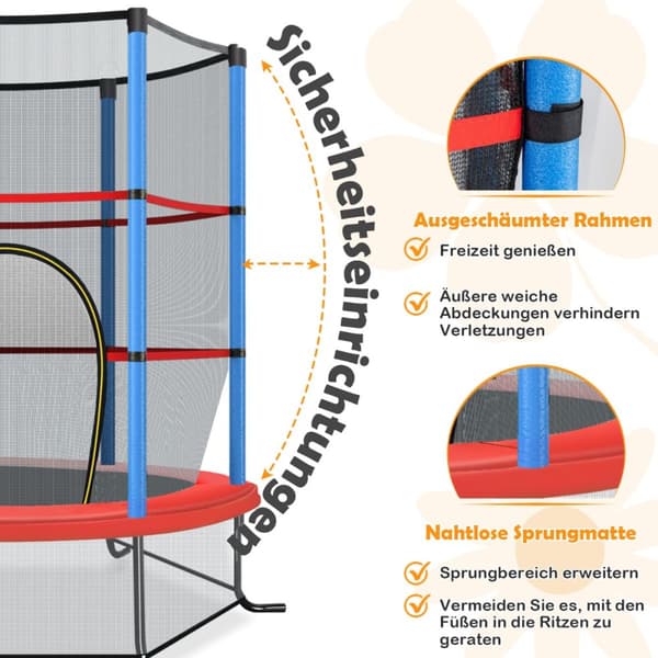 Trampolin för trädgården, 165x165x165 cm, marinblå