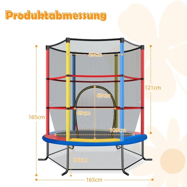 Have trampolin, 165x165x165 cm, Farverig